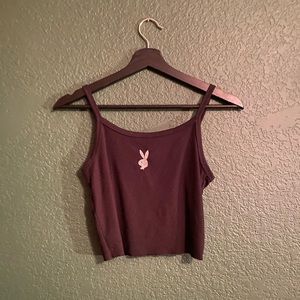 BLACK PLAYBOY BUNNY CROP TANK